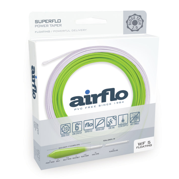 AirFlo Ridge 2.0 SuperFlo Power Taper Fly Line Camo Chartreuse/White