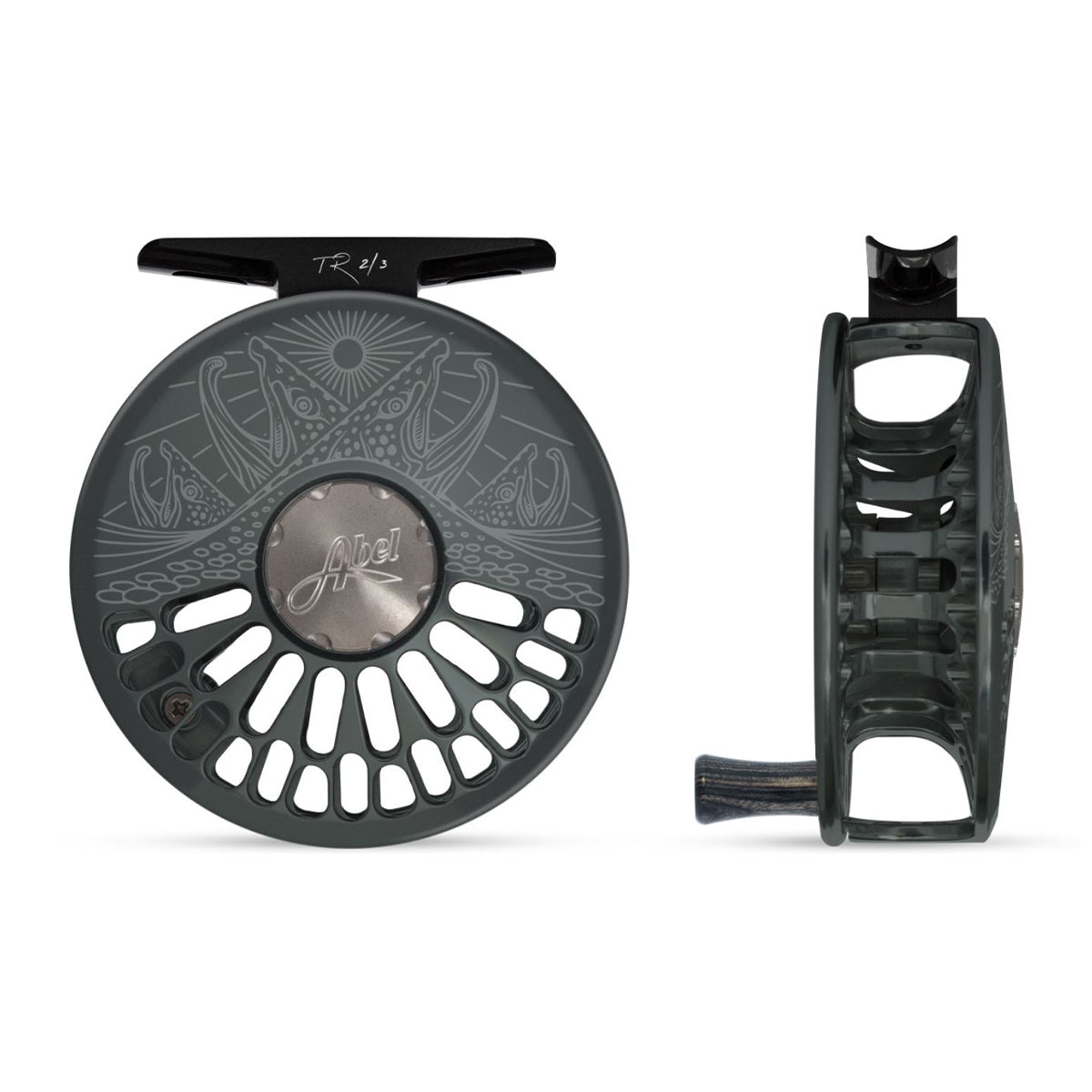 abel tr 3 fly reel Abel TR Reel 2/3 Underwood Last Light Slate Gray with Ebony Handle – Madison River Fishing Company