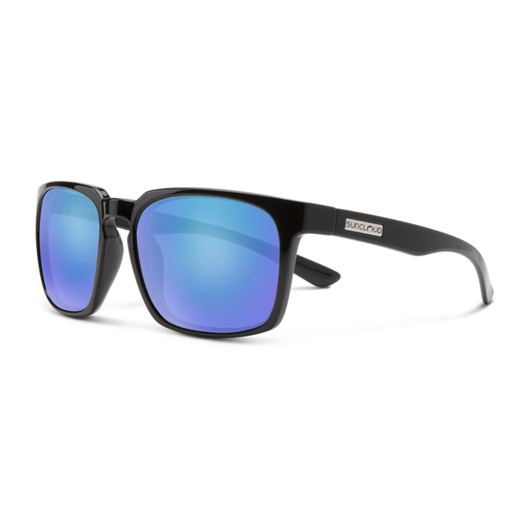 Suncloud Hundo Sunglasses Black Polarized Blue Mirror