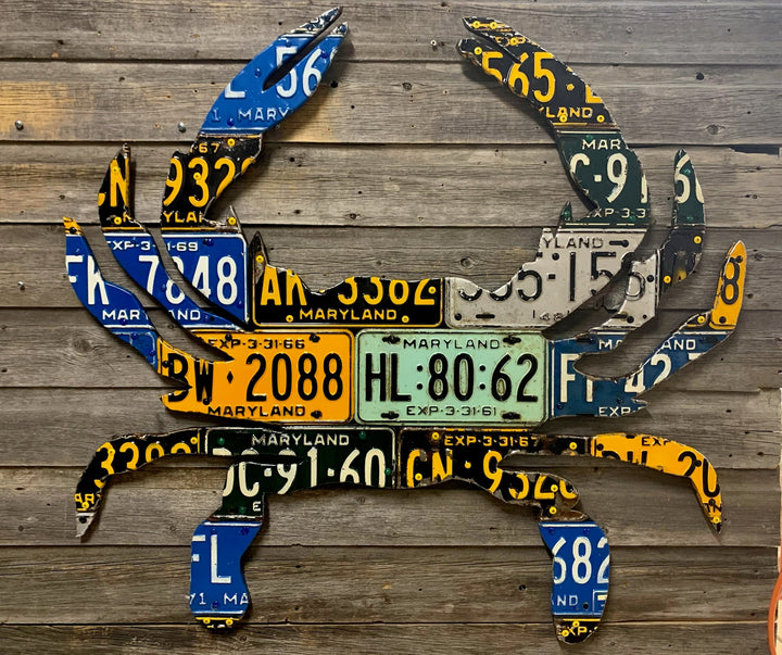 Maryland Blue Crab Vintage License Plate Art - Madison River Fishing Company