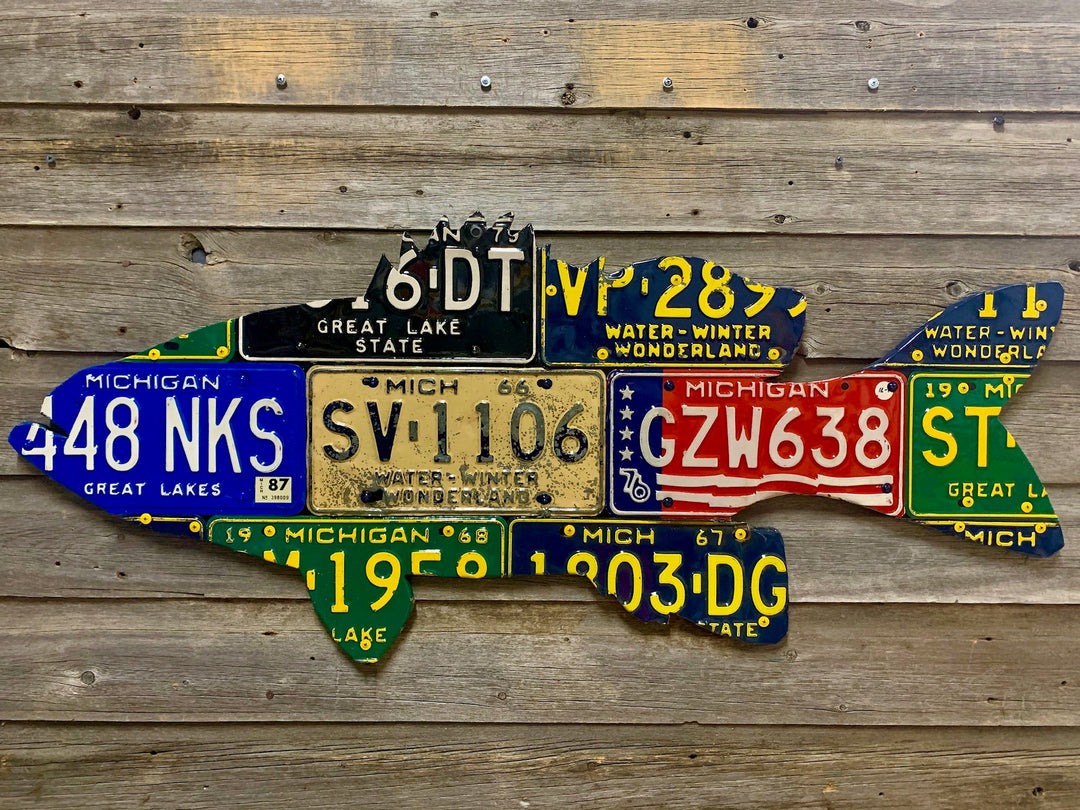 Michigan Smallmouth Bass License Plate Art - Madison River Fishing Company