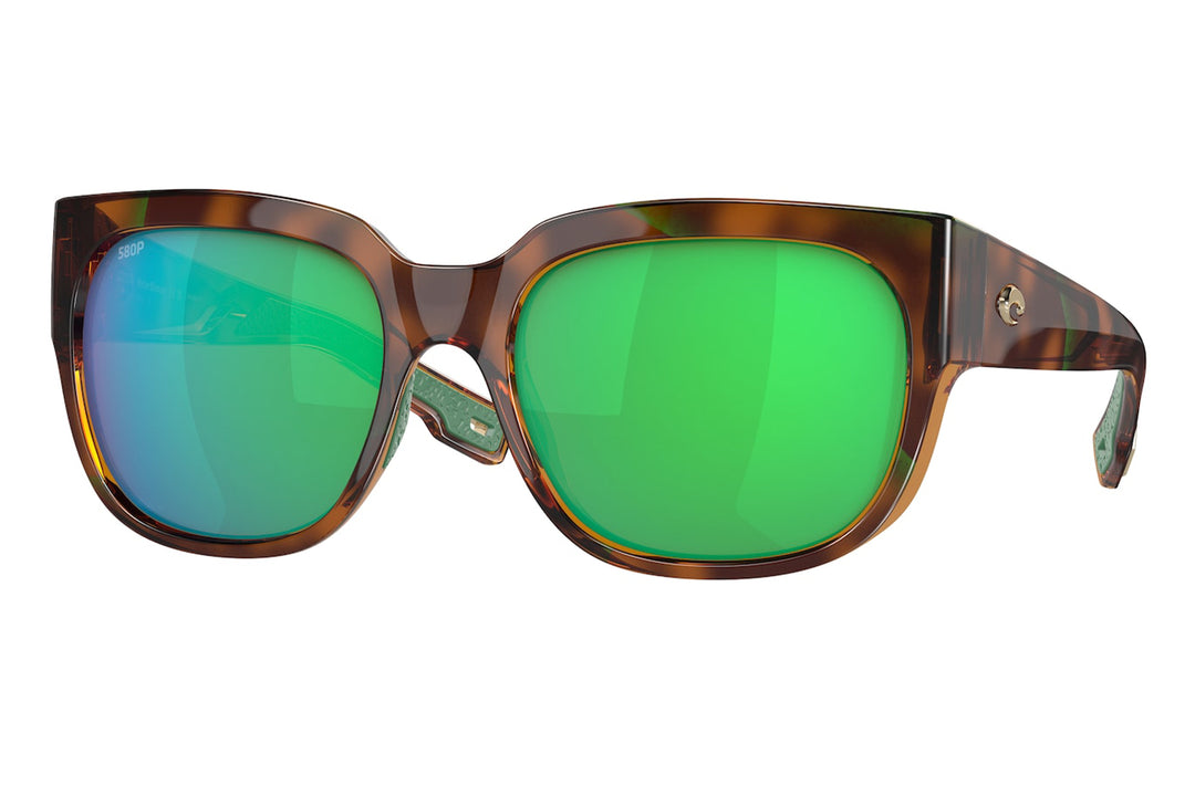 Costa Waterwoman Sunglasses Shiny Palm Tortoise Green Mirror 580P