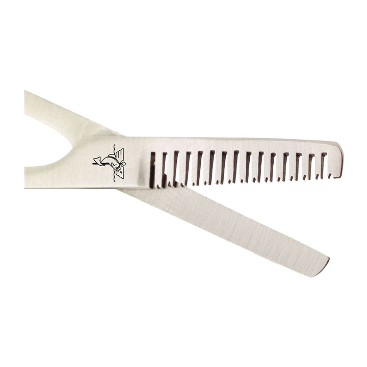 Dr. Slick Thinning Scissor, 4", Adjustable Open Loops, Green PVC Handles, Straight