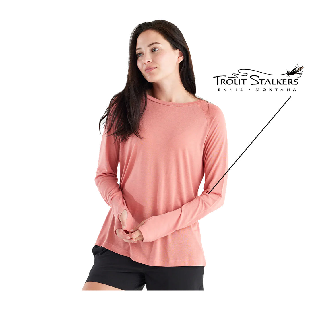 Free Fly MTS Logo Womens Bamboo Lightweight Long Sleeve II Bright Clay