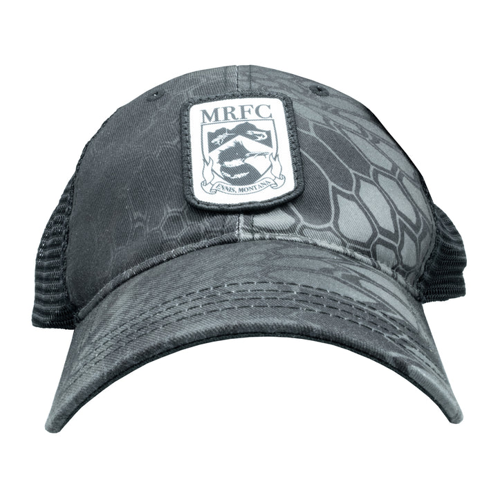 MRFC Badge Logo 111 P Kryptek Typhon/Black Trucker - Madison River Fishing Company