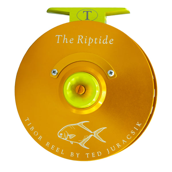 Tibor Riptide Reel Custom Sunset Orange Frame and Spool, Lemon