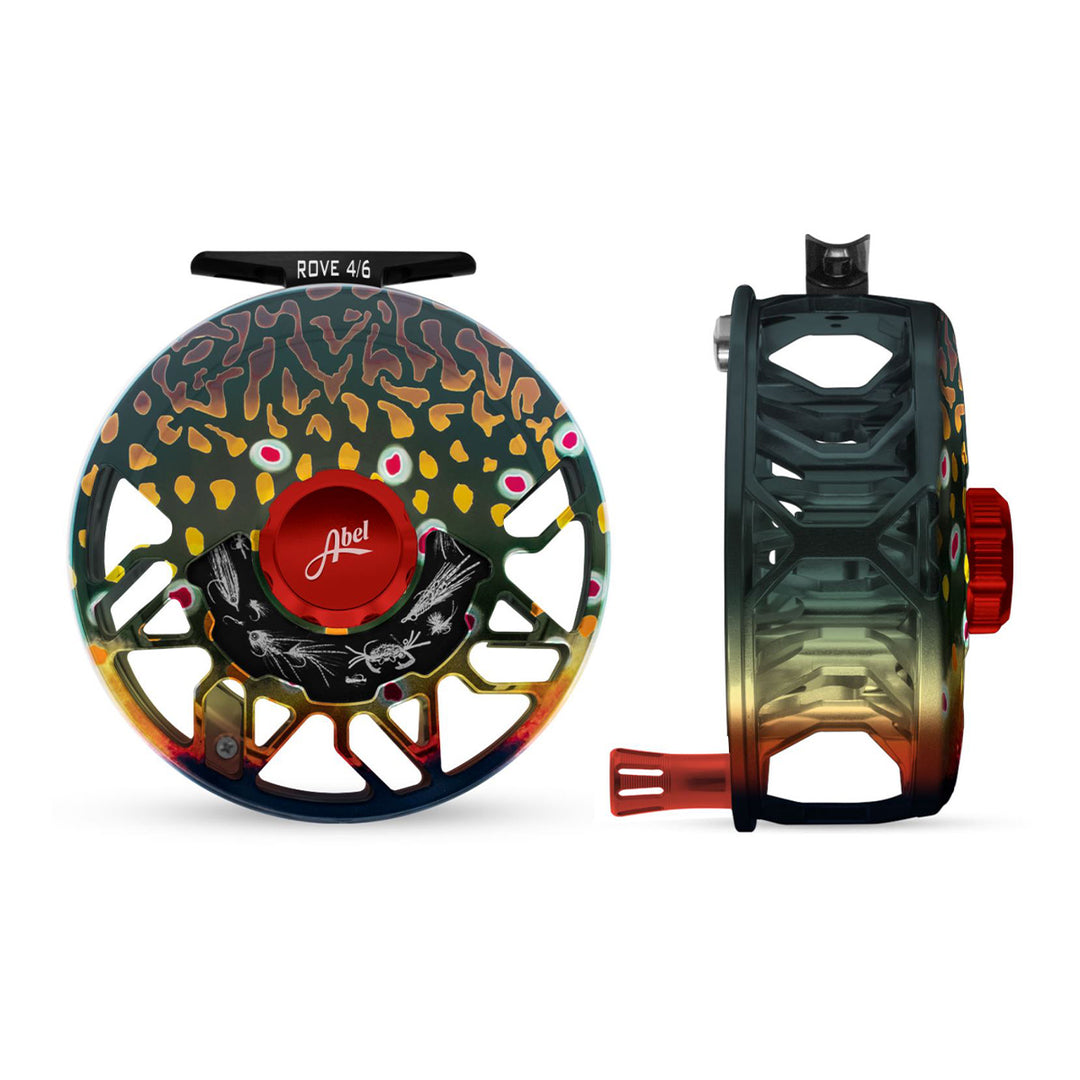Abel ROVE Reel 4/6 Native Brook, Red Drag Knob and Fresh/Salt Flies with Red Handle - Madison River Fishing Company