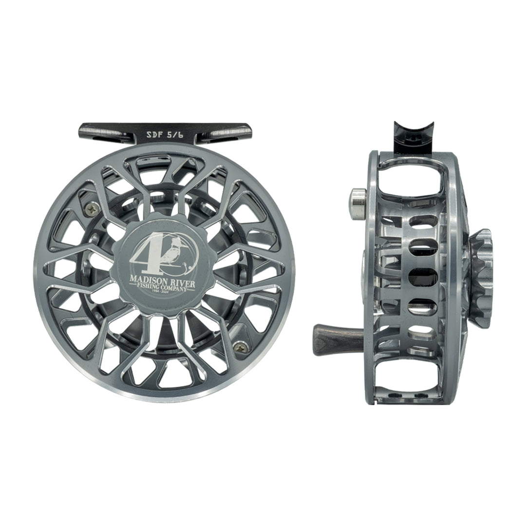 Abel SDF Reel 5/6 MRFC 40th Logo Slate Grey with Ebony Handle - Madison River Fishing Company