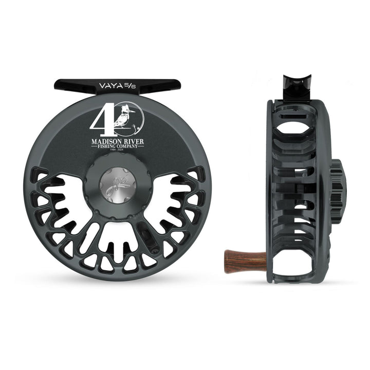 Abel Vaya Reel 5/6 MRFC 40th Logo Slate Gray with Ebony Handle - Madison River Fishing Company