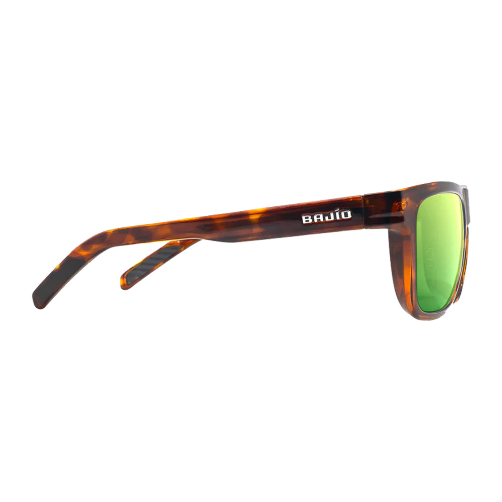 Bajio Sunglasses Hopedale Brown Tortoise Gloss Green Mirror Glass