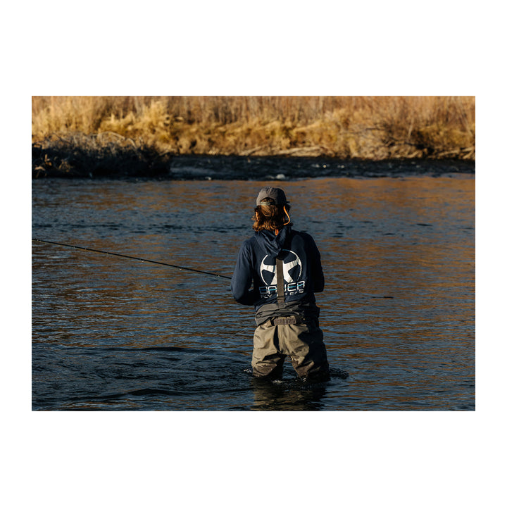 Bauer Logo Thermal Hoodie Deep Blue - Madison River Fishing Company