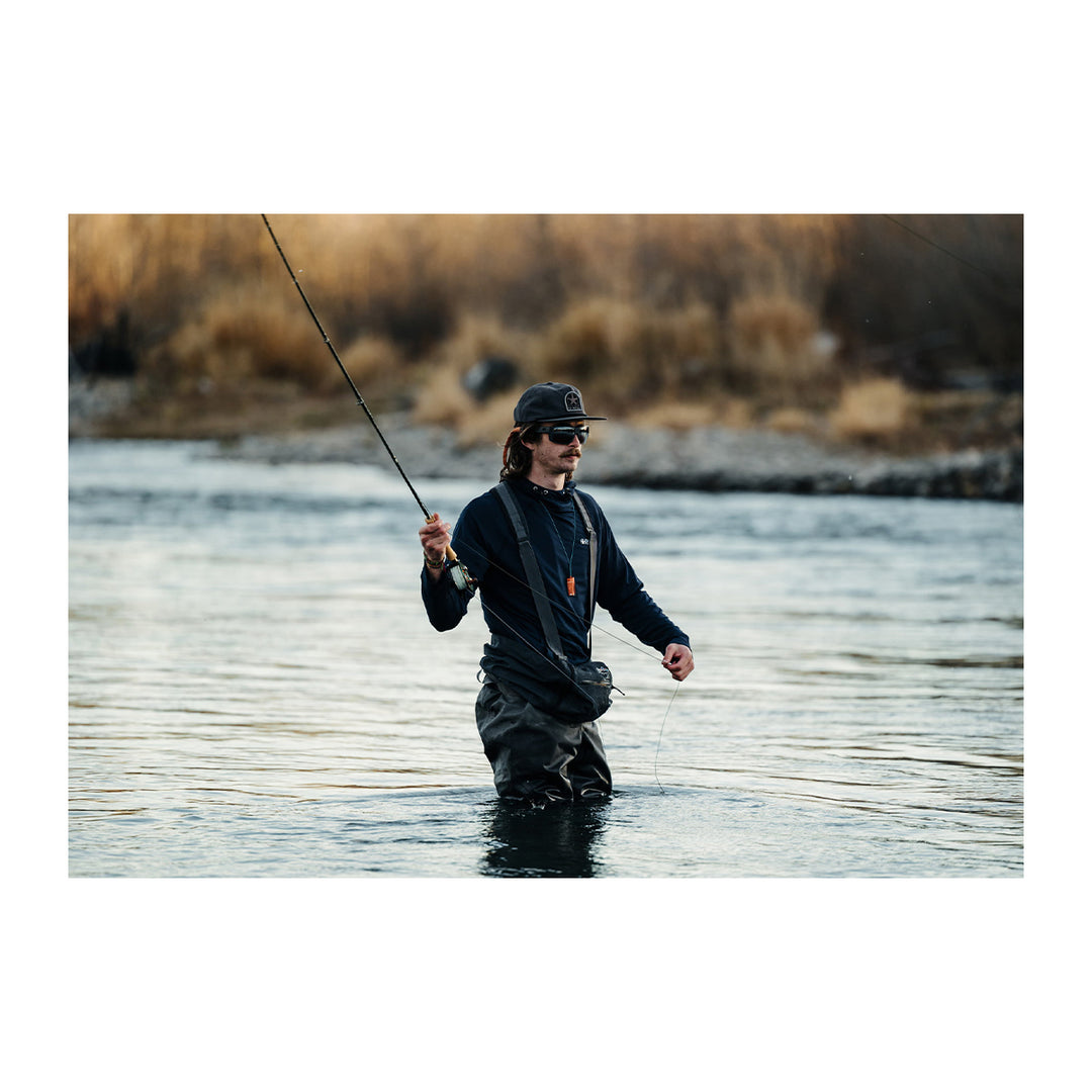 Bauer Logo Thermal Hoodie Deep Blue - Madison River Fishing Company