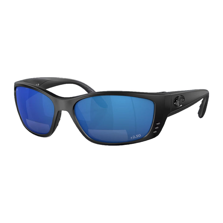 Costa Fisch Sunglasses Matte Black Gray Blue Mirror 580P C-Mate +2.50 - Madison River Fishing Company