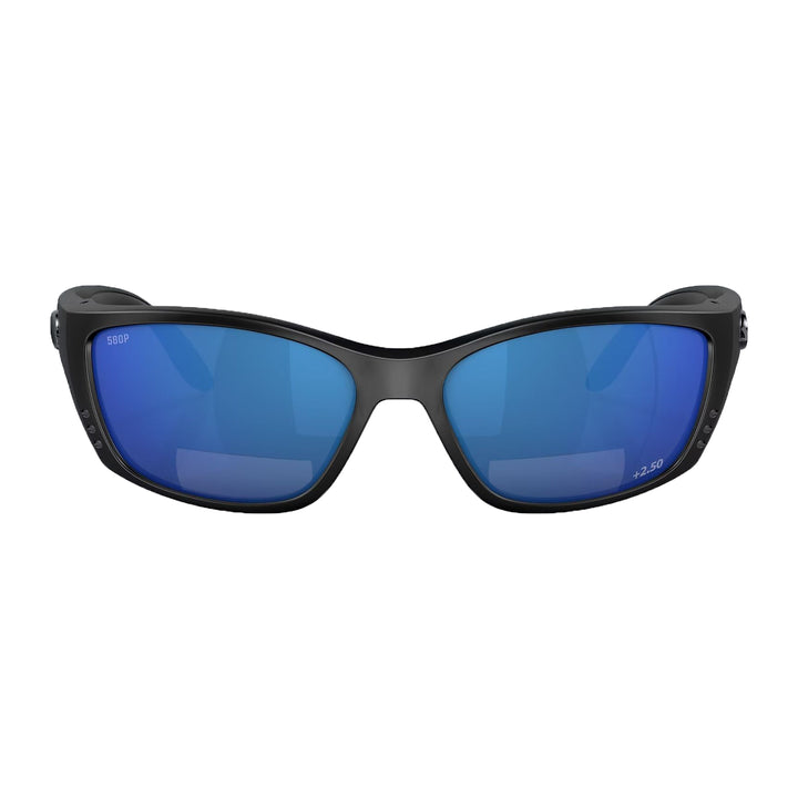 Costa Fisch Sunglasses Matte Black Gray Blue Mirror 580P C-Mate +2.50 - Madison River Fishing Company