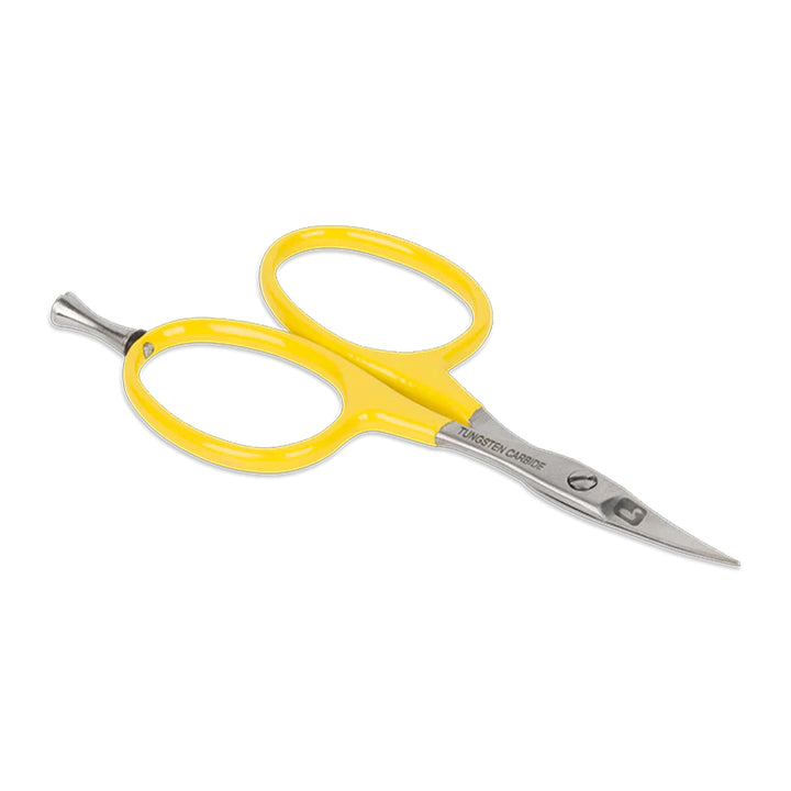 Loon Tungsten Carbide Curved Micro Tip Scissors Yellow w/Precision Peg
