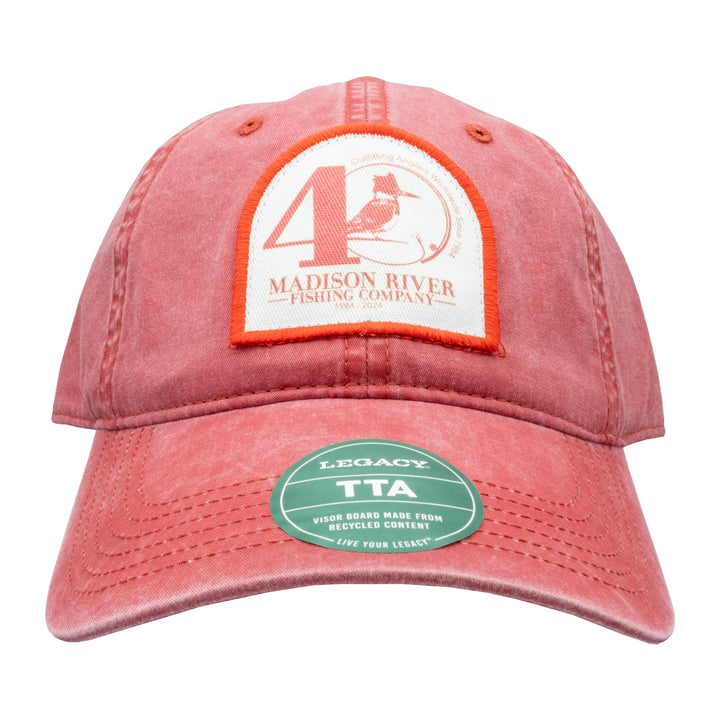 MRFC 40th Logo Hat Weathered Red w/Printed Front Patch - Madison River Fishing Company