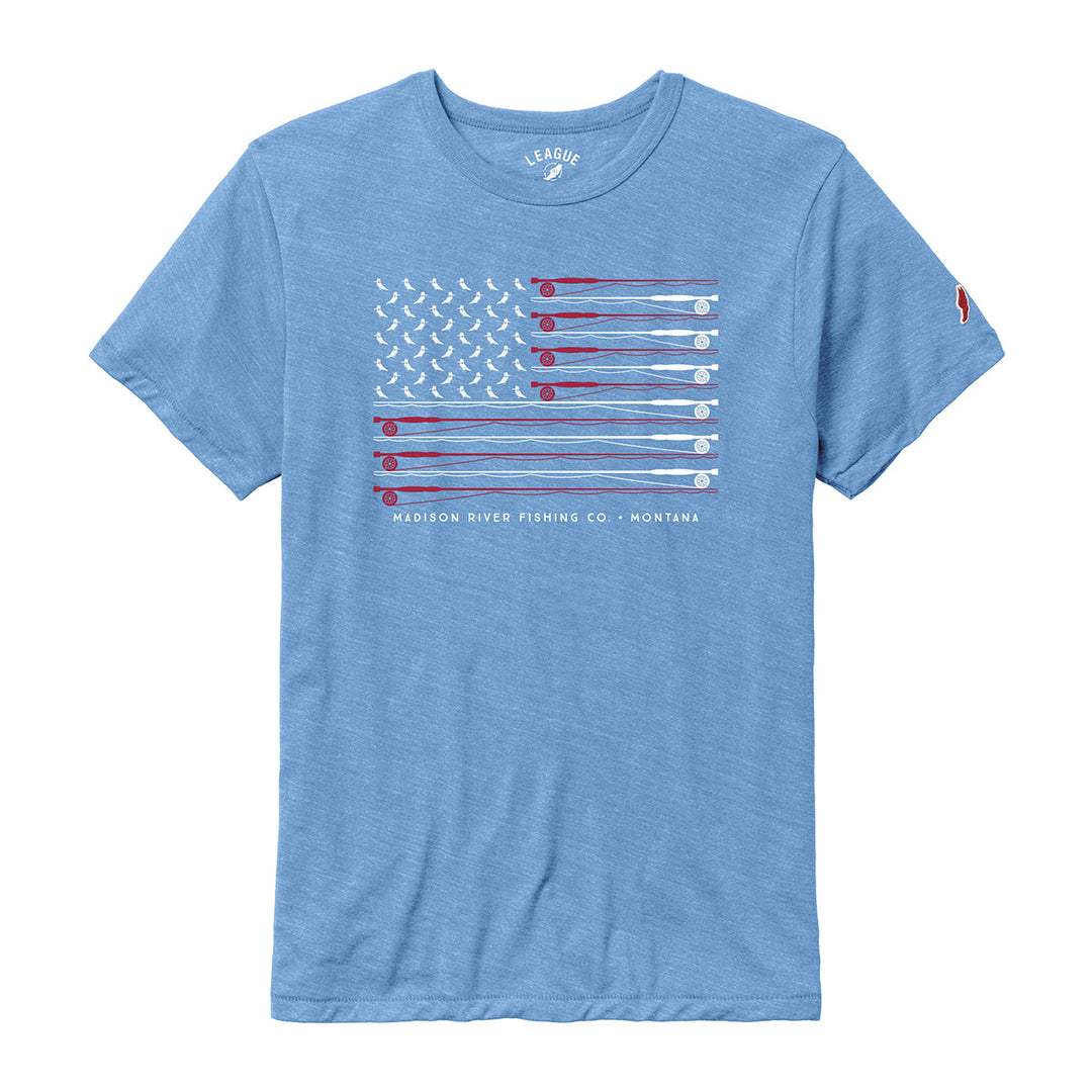 MRFC Logo Kingfisher Star Spangled S/S T-Shirt Powder Blue - Madison River Fishing Company