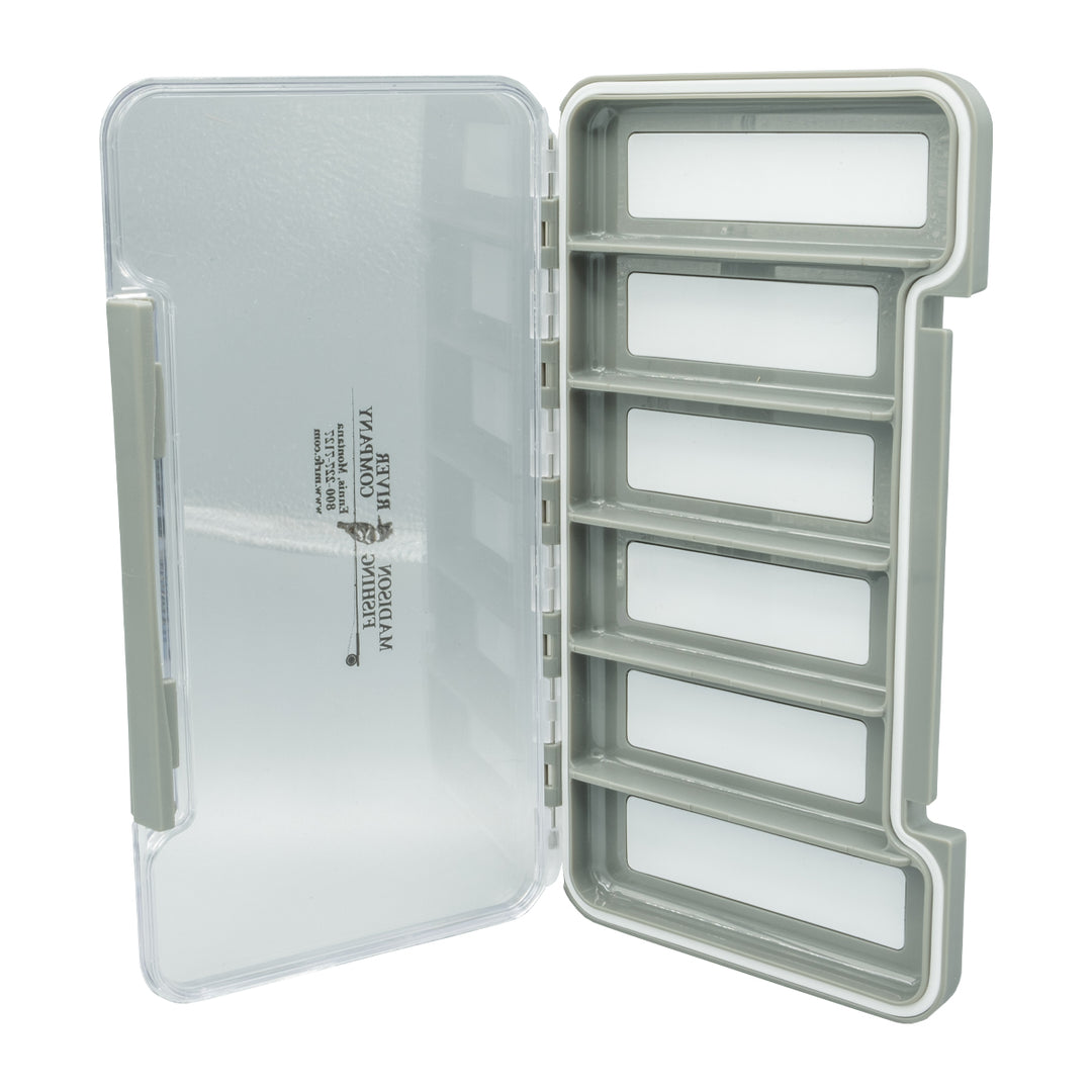 MRFC Logo Waterproof Clear Thin Fly Box 6 Magnetic Compartments - Madison River Fishing Company