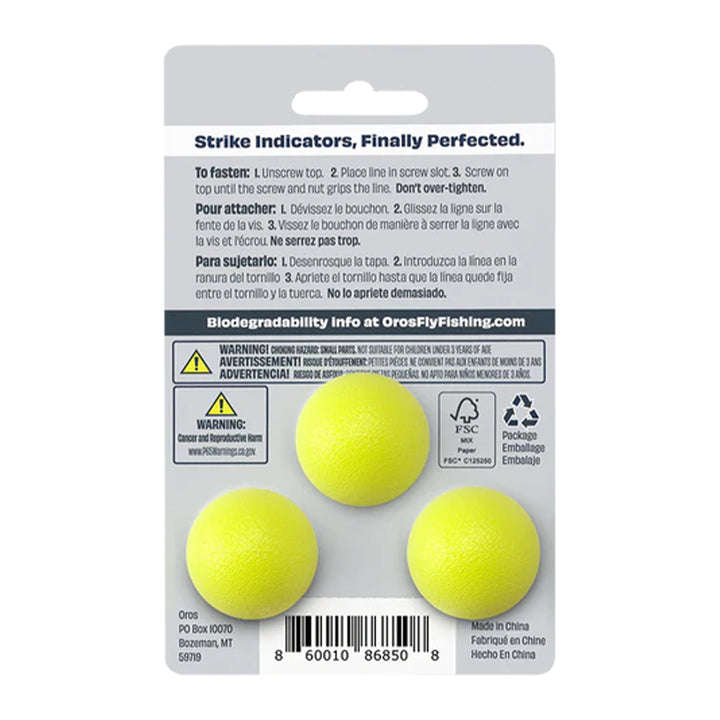 Oros 3-Pack Strike Indicator Chartreuse Large - Madison River Fishing Company