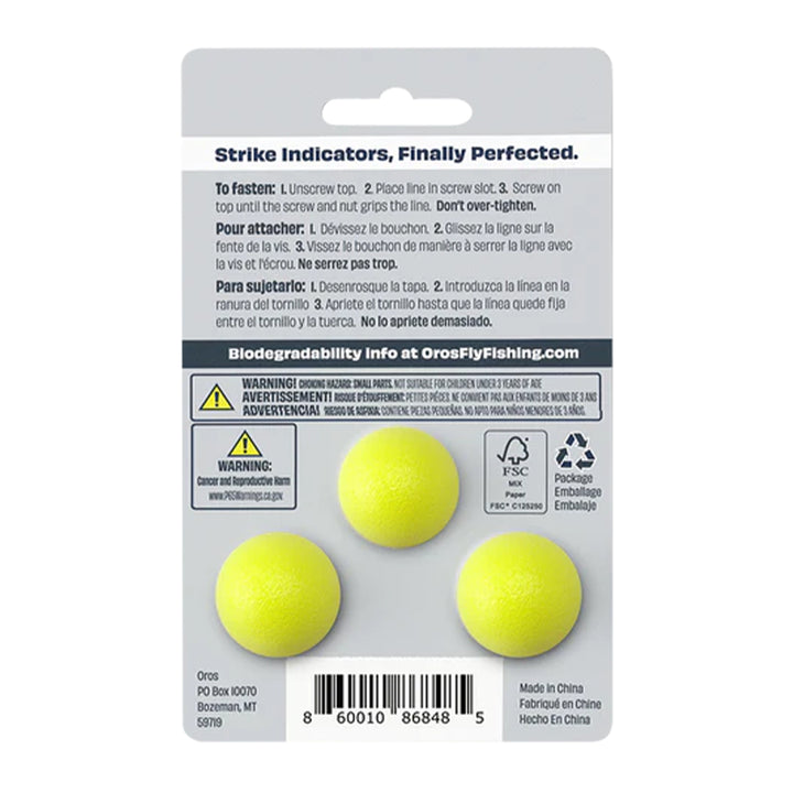 Oros 3-Pack Strike Indicator Chartreuse Medium - Madison River Fishing Company