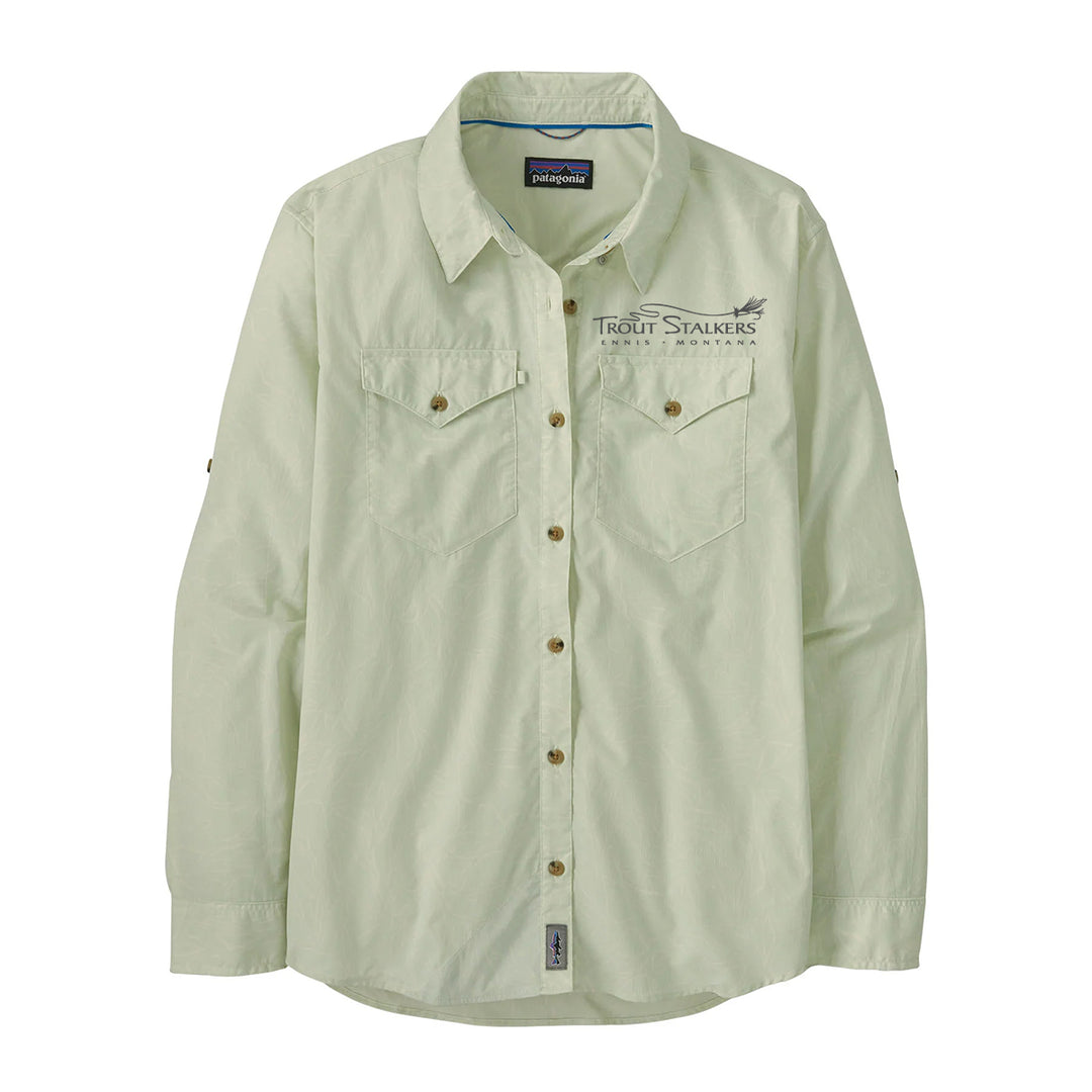 Patagonia MTS Logo Womens L/S Sun Stretch Shirt Over Under Water: Wispy Green