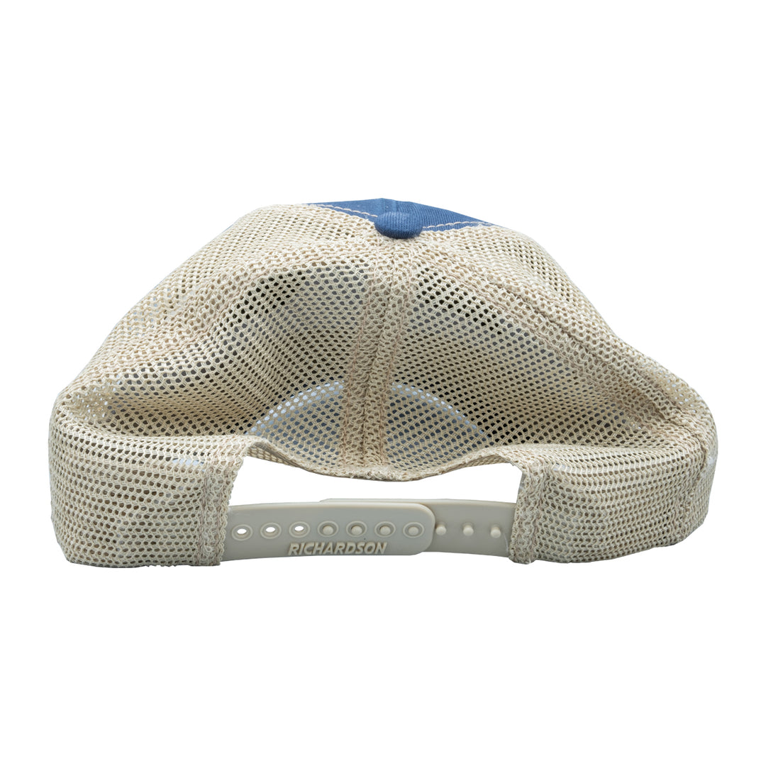 MRFC 40th Logo 111 Trucker Navy/Khaki - Madison River Fishing Company