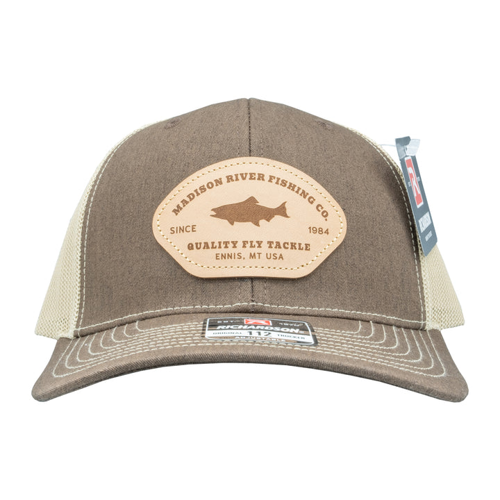 MRFC Patch Logo 112 Trucker Leather Patch Brown/Khaki - Madison River Fishing Company