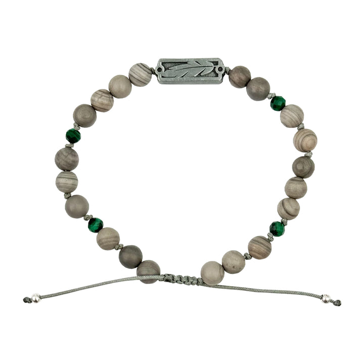 Sight Line Provisions Bead Bracelet Feather Grey & Malachite