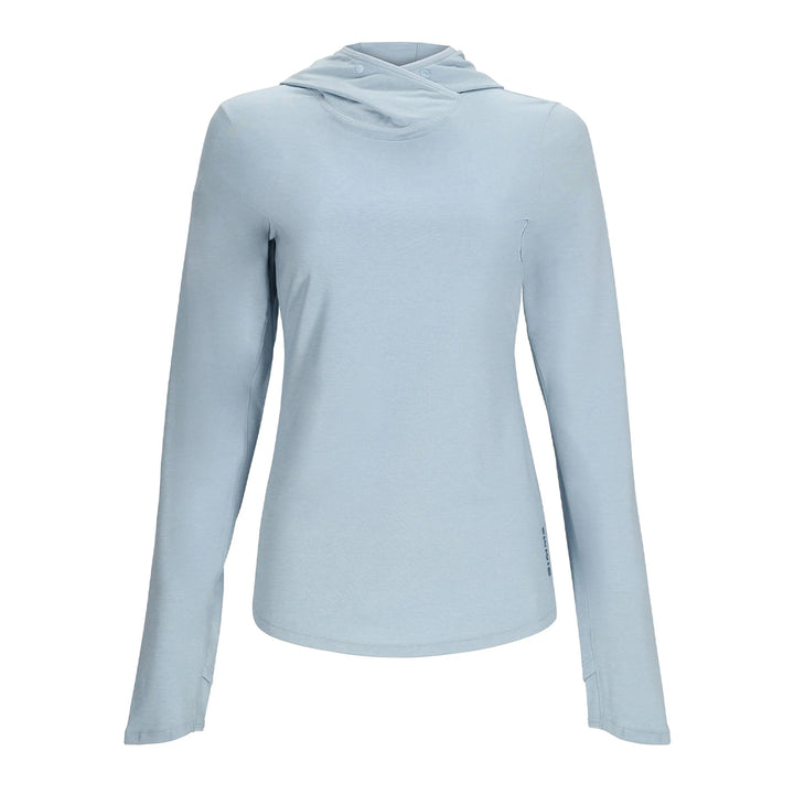 Simms MRFC Logo Womens SolarFlex Hoody Steel Blue Heather - Madison River Fishing Company
