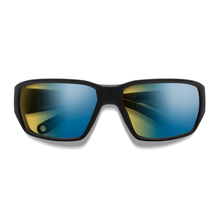 Smith Hookset Sunglasses Matte Black ChromaPop Glass Polarchromic Yellow Blue Mirror