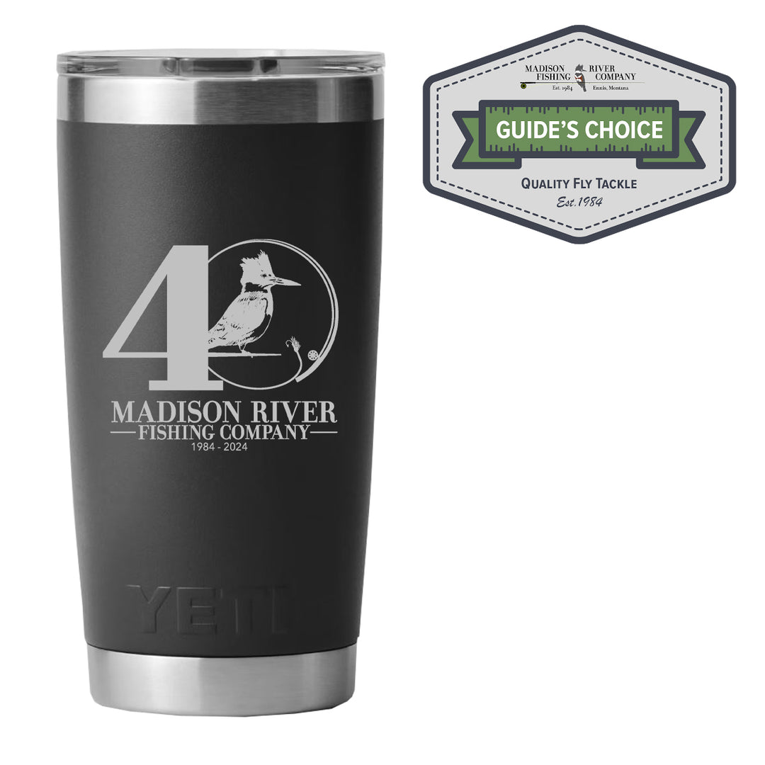 YETI MRFC 40th Logo 20 oz Rambler Tumbler MS Black - Madison River Fishing Company