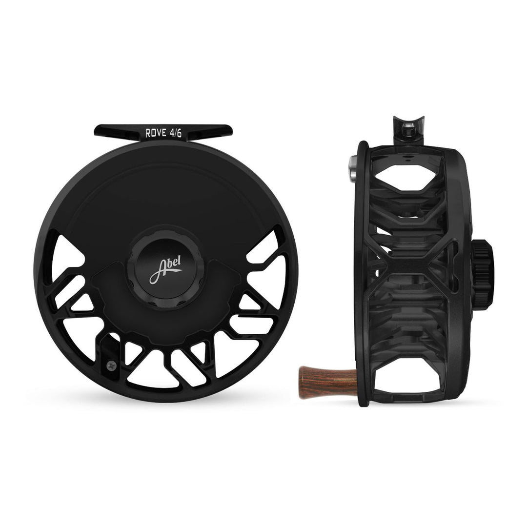 Abel Rove Reel 4/6 Gloss Black, Gloss Black Drag Knob with Rosewood Handle - Madison River Fishing Company