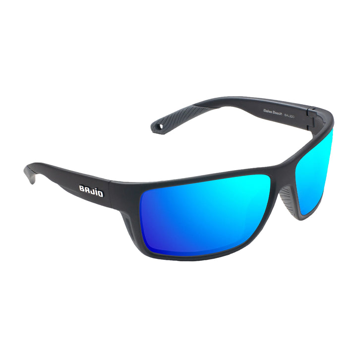 Bajio Bales Beach Sunglasses Black Matte Blue Mirror - Madison River Fishing Company