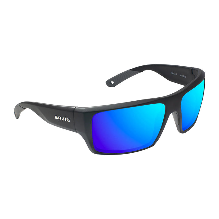 Bajio Nato Sunglasses Black Matte Blue Mirror - Madison River Fishing Company