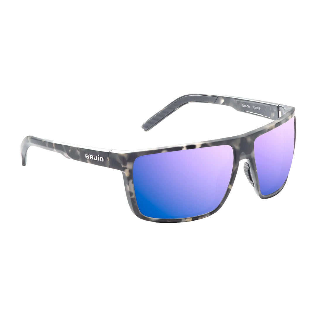 Bajio Toads Sunglasses Gray Rock Matte Violet Mirror
