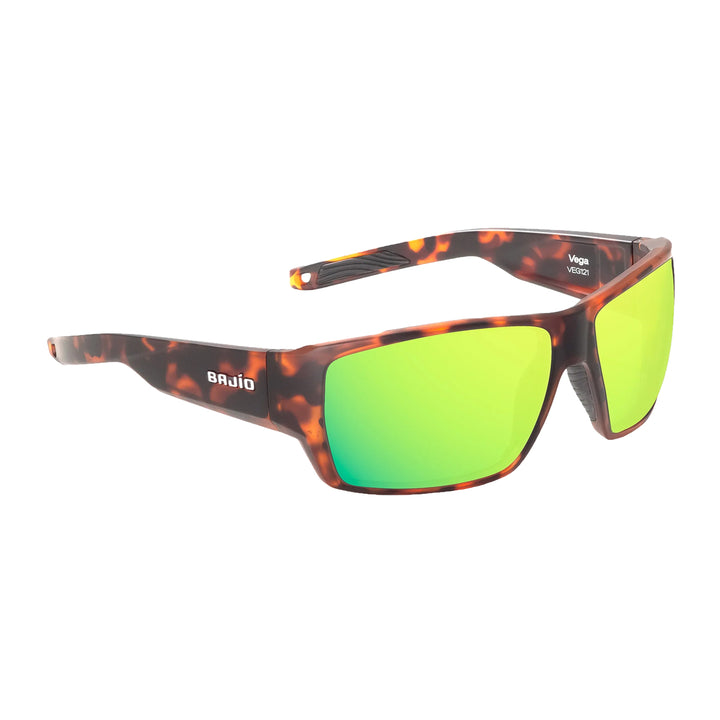 Bajio Vega Sunglasses Brown Tortoise Matte Green Mirror - Madison River Fishing Company