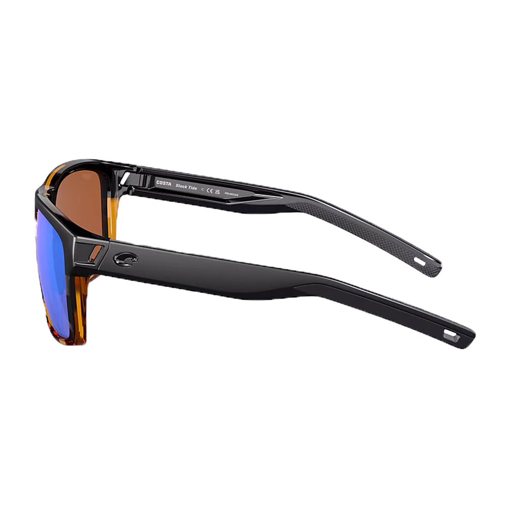 Costa Slack Tide Sunglasses Matte Black/Tortoise Green Mirror 580P