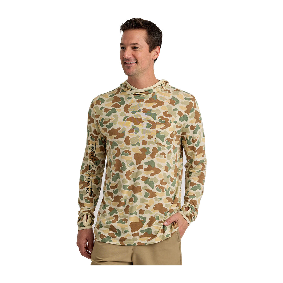 Free Fly TS Logo Bamboo Lightweight Hoodie Vintage Camo Small