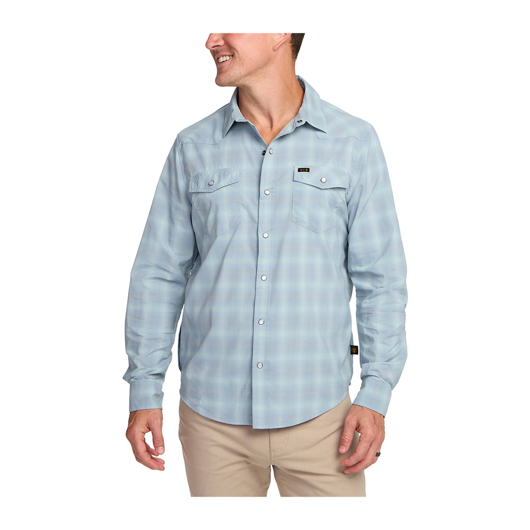 Howler Bros H Bar B Tech Longsleeve Kent Plaid : Iron Blue - Madison River Fishing Company