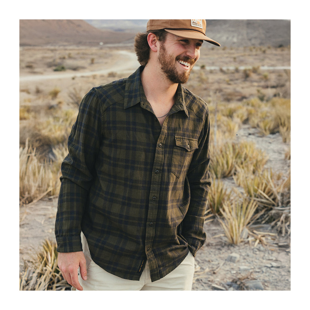 Howler Bros La Grange Lightweight Flannel Cohen Plaid : Dark Olive