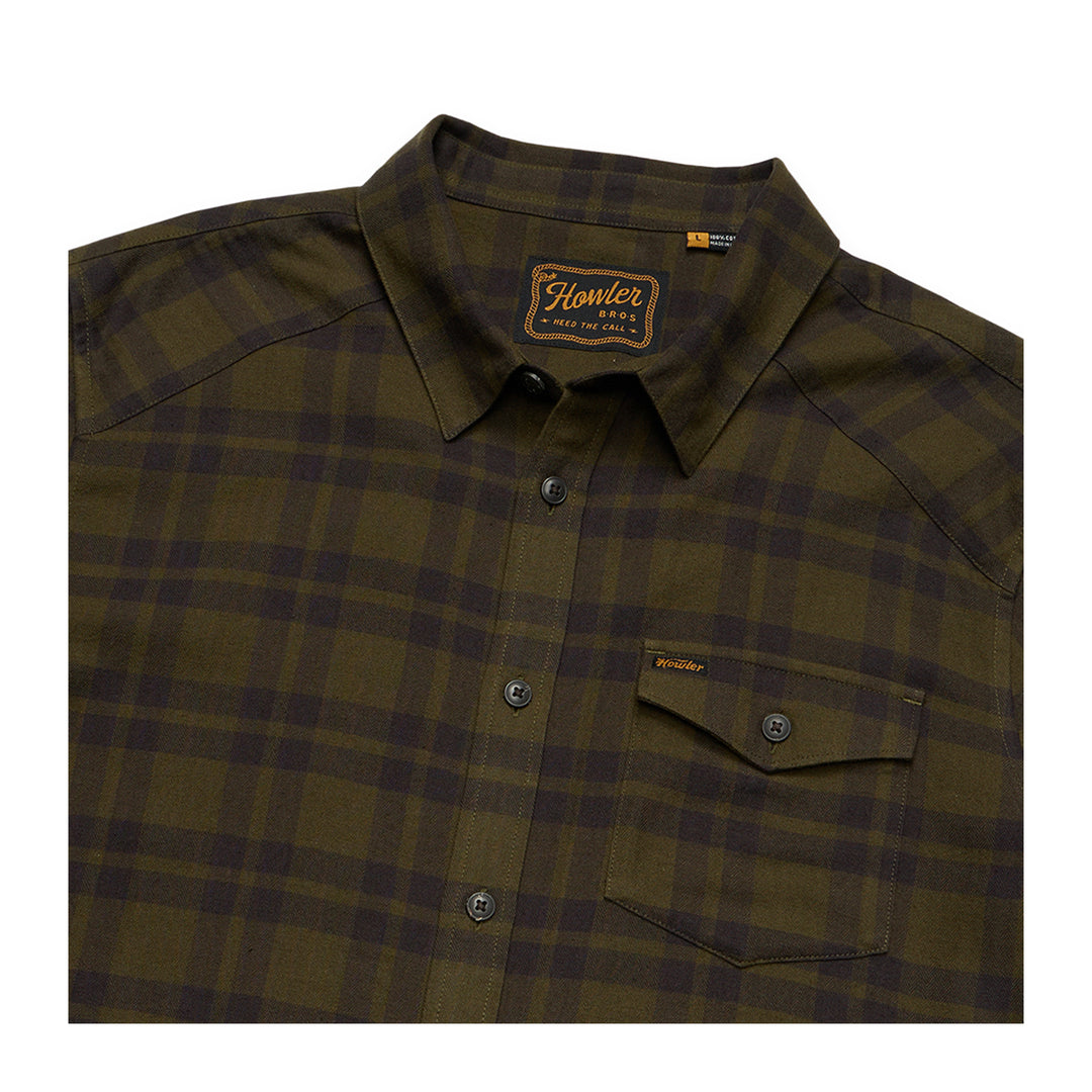 Howler Bros La Grange Lightweight Flannel Cohen Plaid : Dark Olive - Madison River Fishing Company