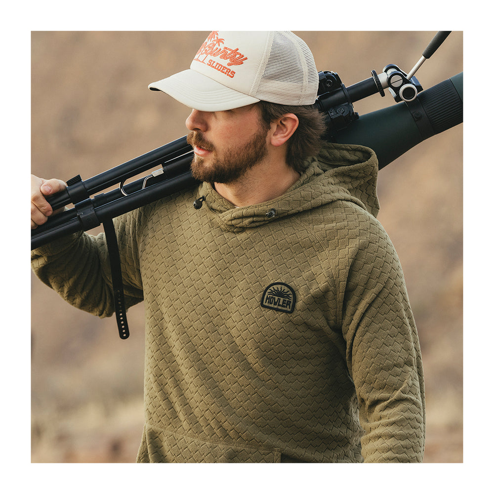 Howler Bros Palo Duro Fleece Hoodie Mountain Grid : Fatigue
