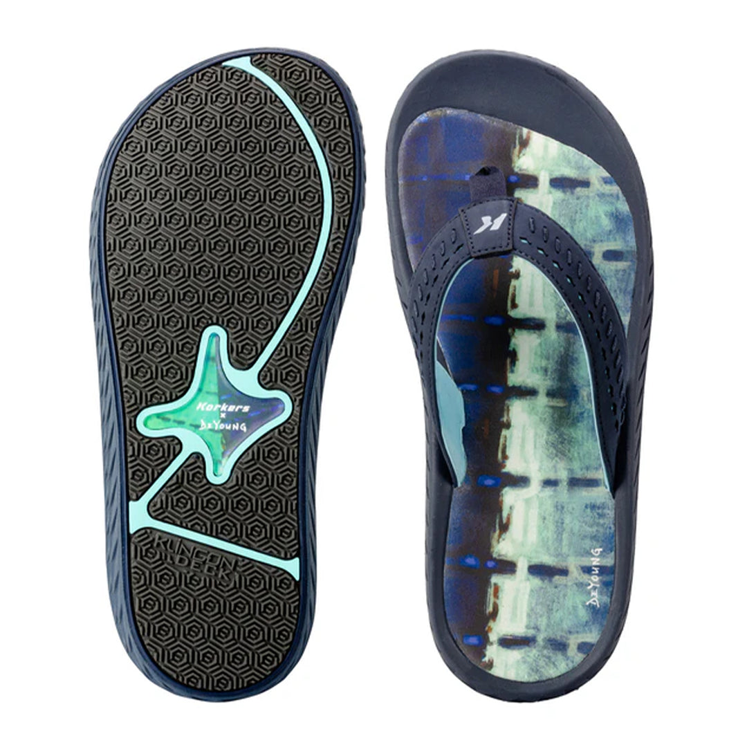 Korkers Fish Flip Marlin w/ Fixed Kling-On Deck Soles Blue - Madison River Fishing Company