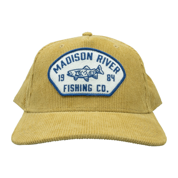 MRFC Logo Corduroy Trout Admiral Arch Khaki - Madison River Fishing Company