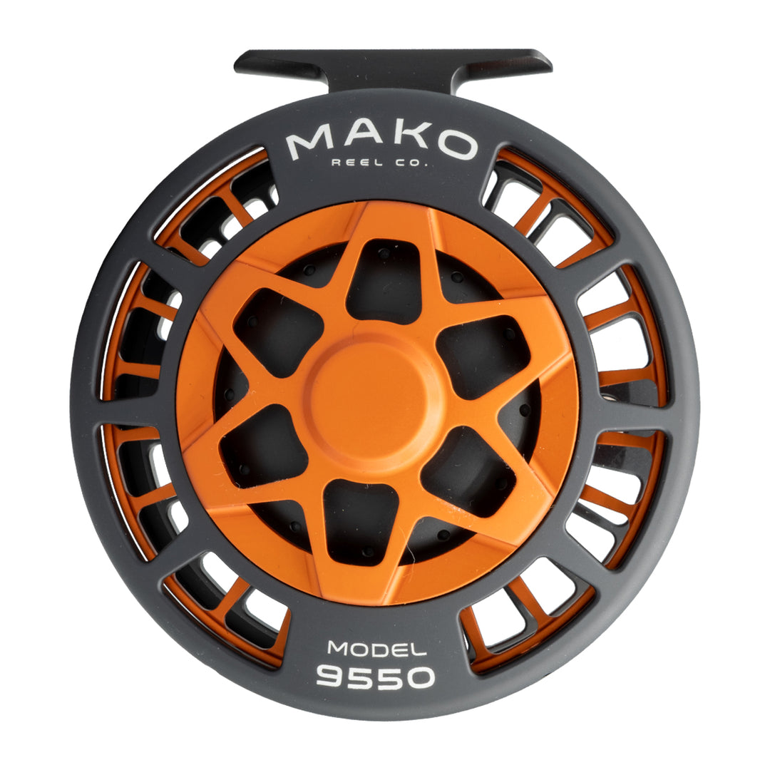 Mako 9550-1012 Inshore Fly Reel Matte Orange on Black Left Hand