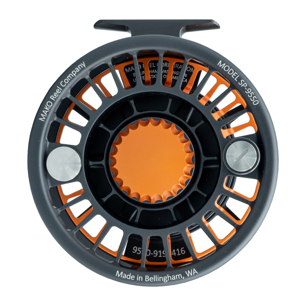 Mako 9550-1012 Inshore Fly Reel Matte Orange on Black Left Hand