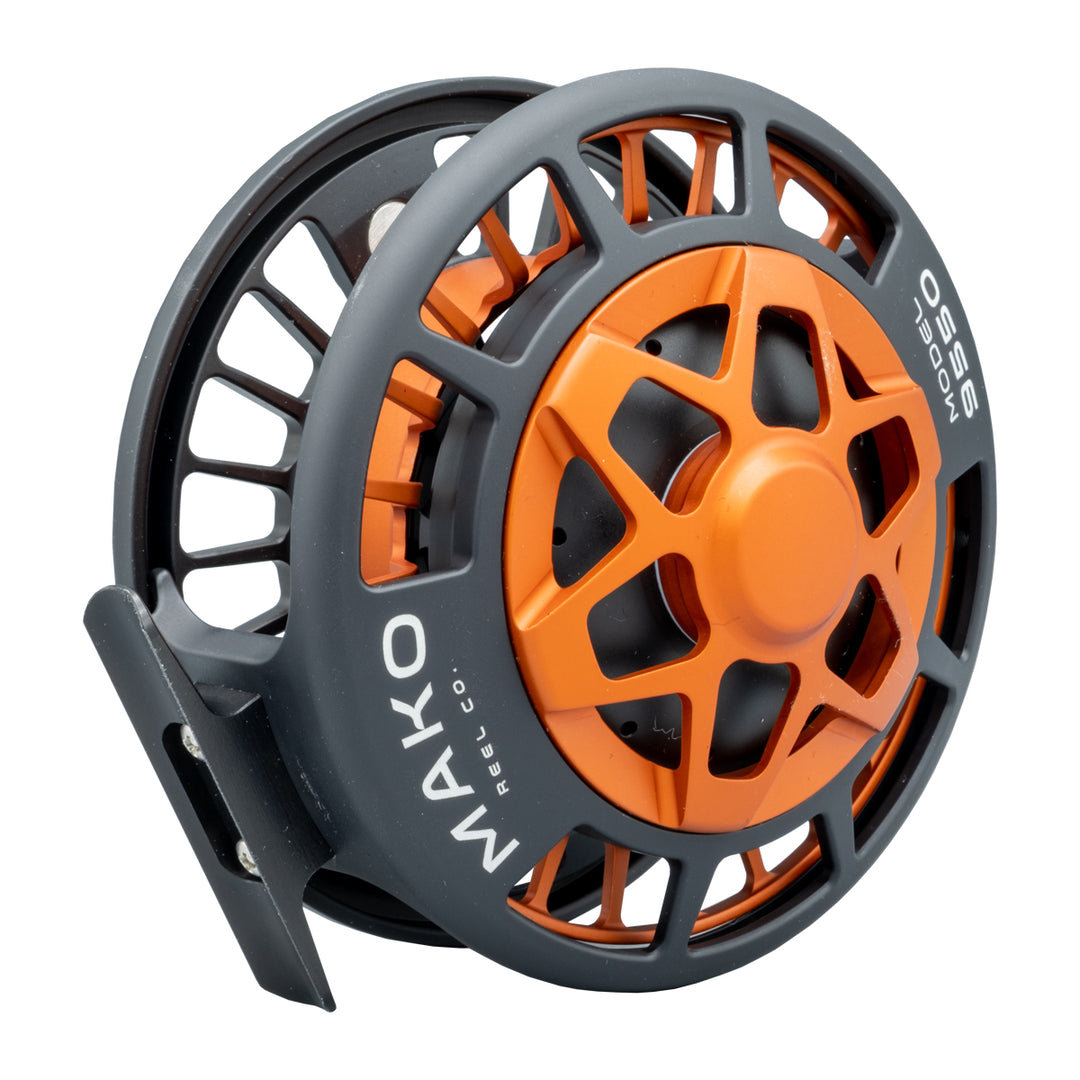 Mako 9550-1012 Inshore Fly Reel Matte Orange on Black Left Hand