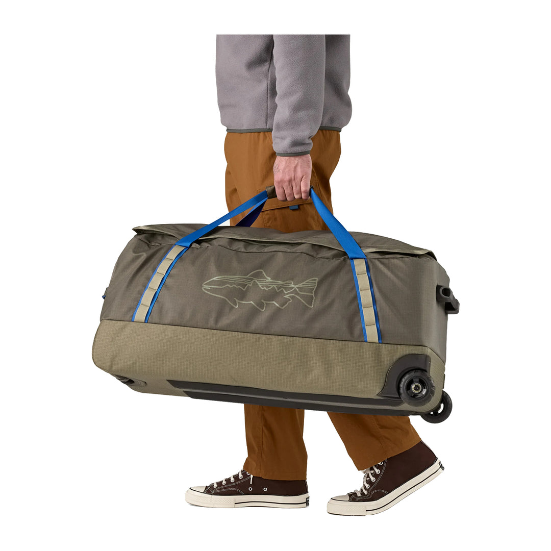 Patagonia Black Hole Wheeled Duffel 100L Basin Green w/Fitz Trout - Madison River Fishing Company