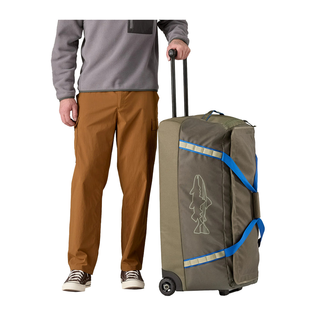 Patagonia Black Hole Wheeled Duffel 100L Basin Green w/Fitz Trout - Madison River Fishing Company