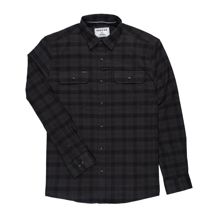 Poncho The Black Canyon Original LS Flannel Shirt Regular Black and Grey Plaid